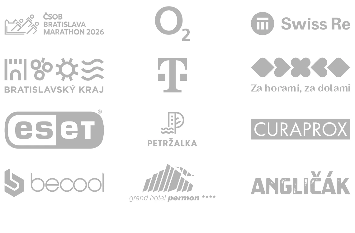 ČSOB Bratislava Marathon, O2, Swiss Re, Bratislavský kraj, Telekom, Za horami za dolami, ESET, Petržalka, Curaprox, becool, Grand Hotel Permon, Angličák